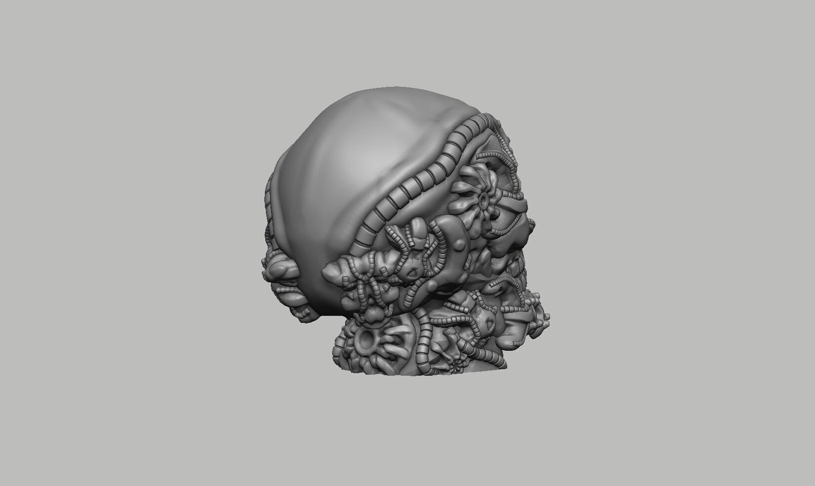 Robot Skull Headphone Stand Cyborg Headset Stand 3D print model_9