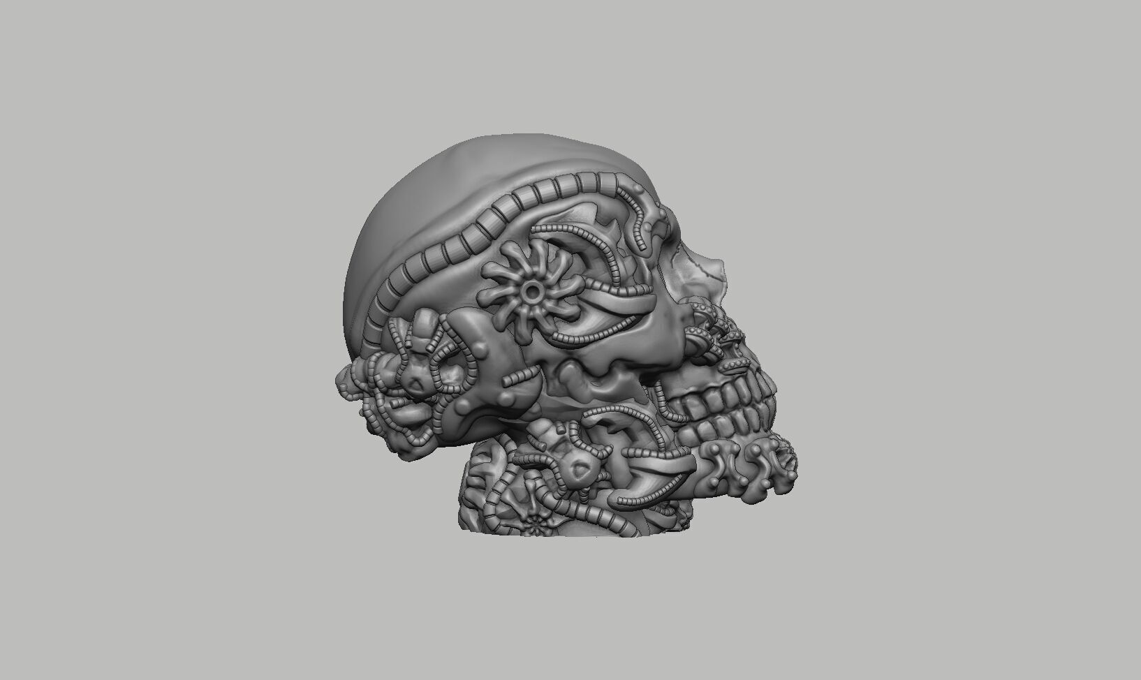 Robot Skull Headphone Stand Cyborg Headset Stand 3D print model_8