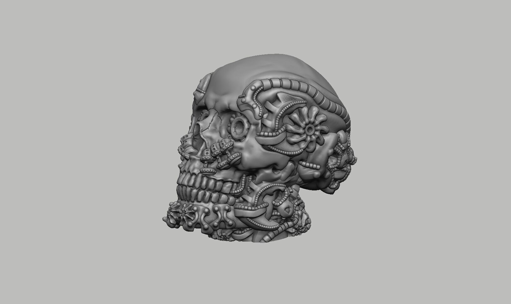 Robot Skull Headphone Stand Cyborg Headset Stand 3D print model_10