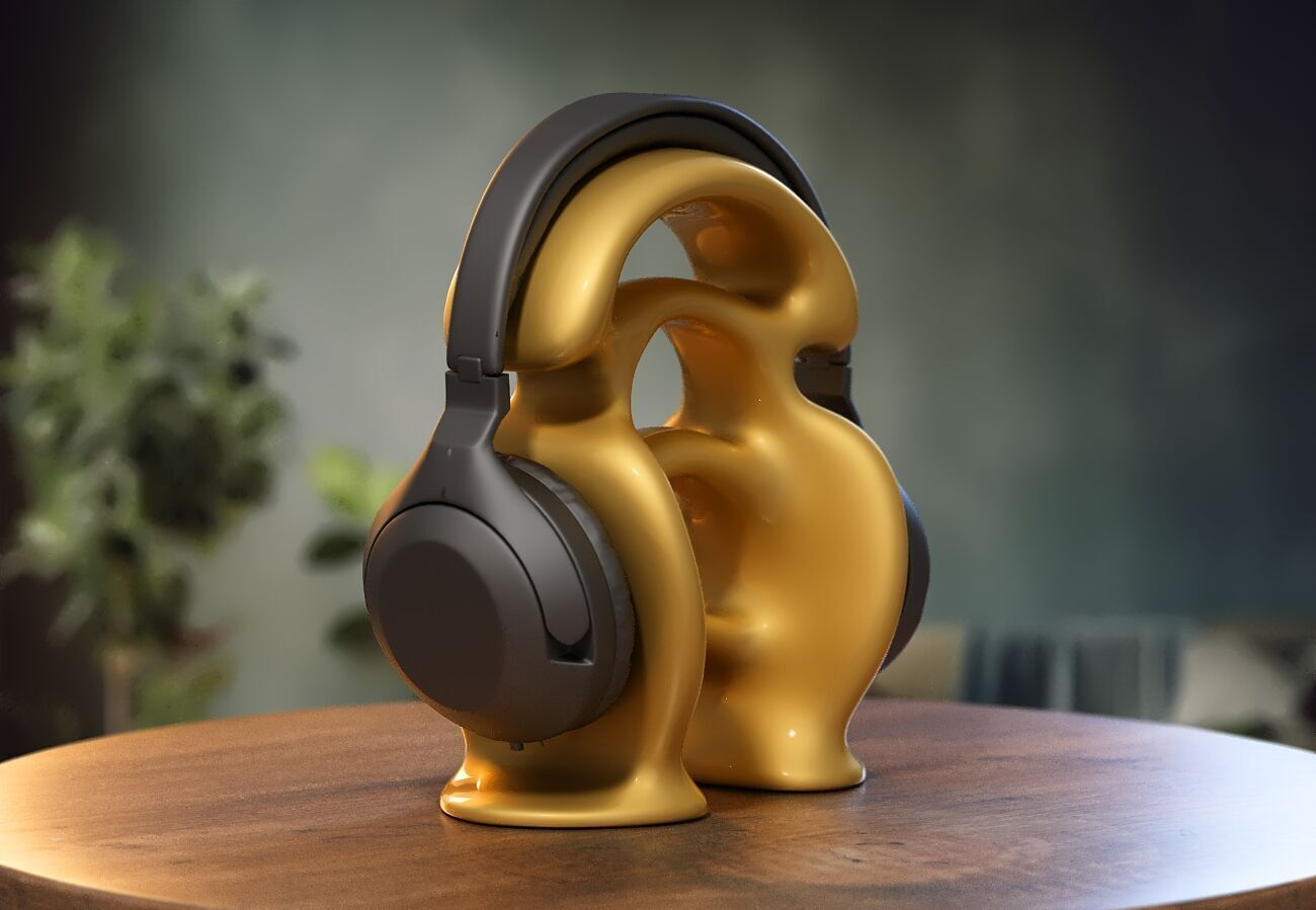 Modern Minimal Headphone Stand Headset Stand 3D print model_5