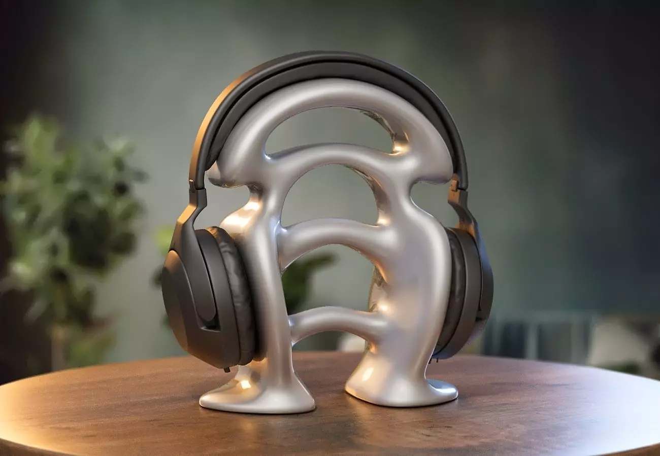 Modern Minimal Headphone Stand Headset Stand 3D print model_0