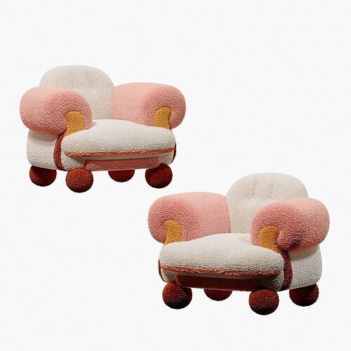 Modern children macaron lounge sofa Lounge chair 3D model