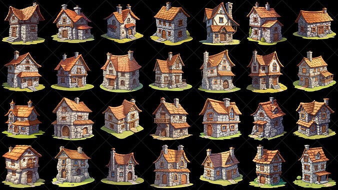 108 Transparent Stone House Home Hut Game Asset Texture 2