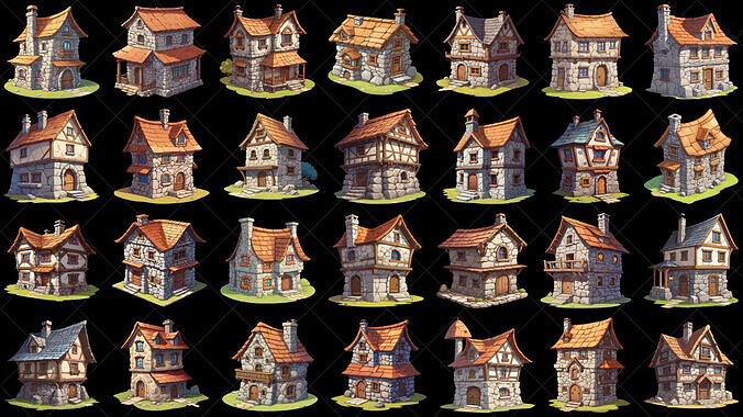 108 Transparent Stone House Home Hut Game Asset Texture 4