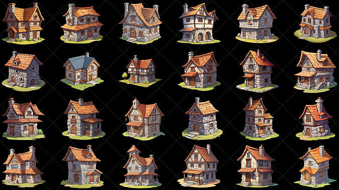108 Transparent Stone House Home Hut Game Asset Texture 5