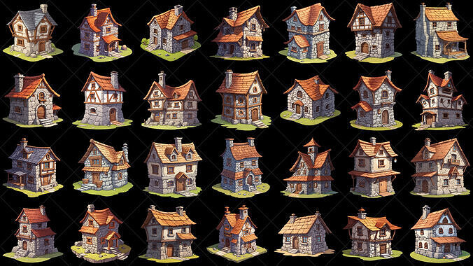 108 Transparent Stone House Home Hut Game Asset Texture 3