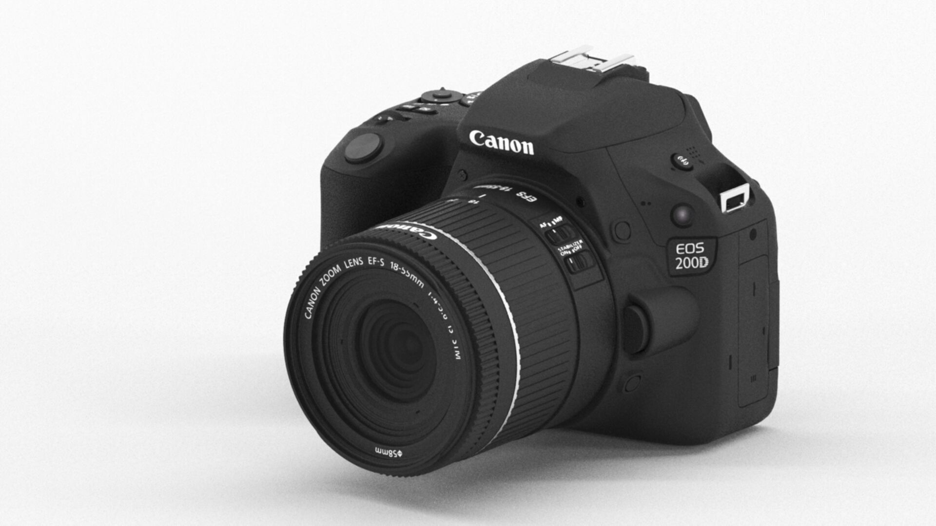 Canon EOS 200D Digital SLR Camera Low-poly 3D model_8