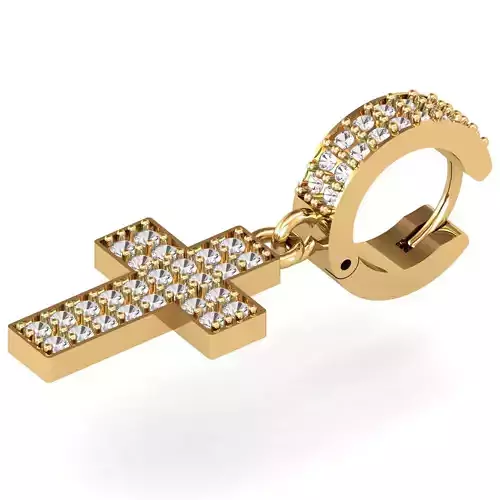 Hoop-Cross Diamond Earring