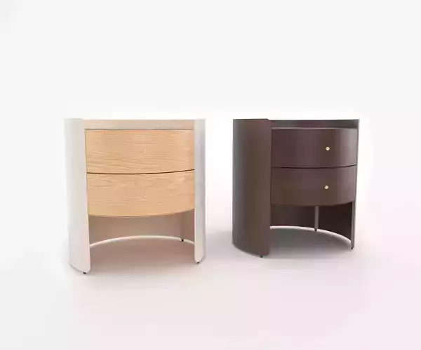 Nightstand AMPM FIRMO wooden leather bedside table with drawers 3D model