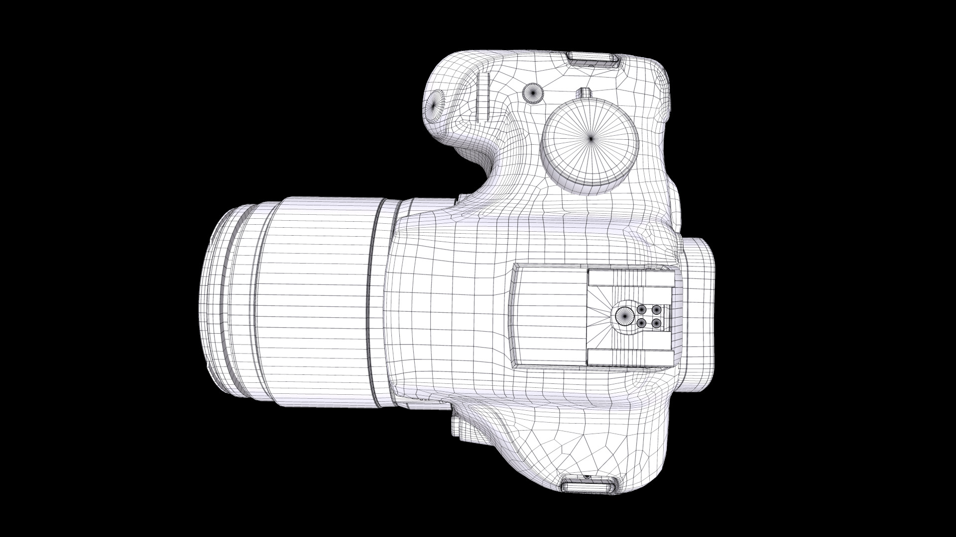 Canon EOS 2000D DSLR Camera and EF-S 18-55 mm Low-poly 3D model_11