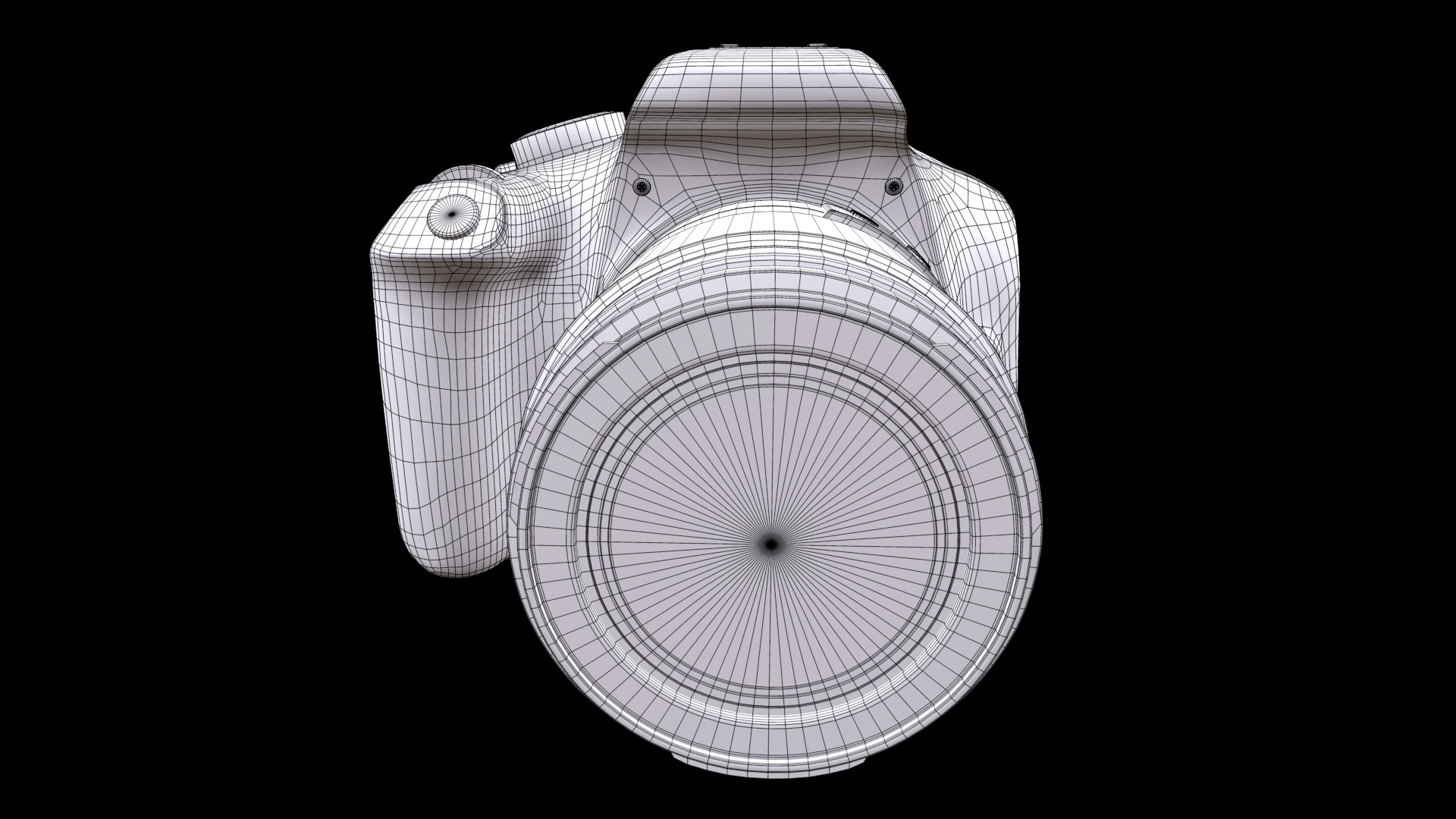 Canon EOS 2000D DSLR Camera and EF-S 18-55 mm Low-poly 3D model_8