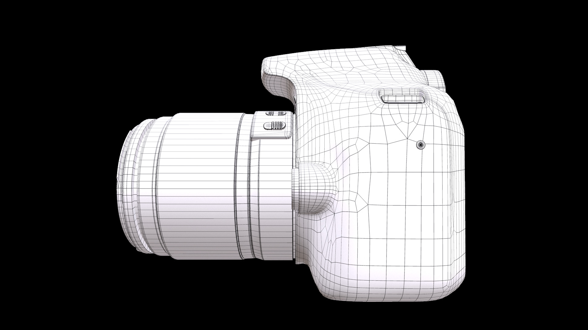 Canon EOS 2000D DSLR Camera and EF-S 18-55 mm Low-poly 3D model_12