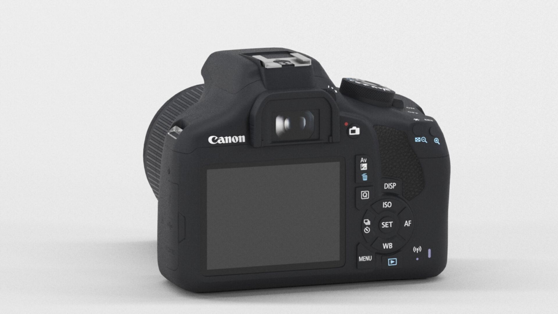 Canon EOS 2000D DSLR Camera and EF-S 18-55 mm Low-poly 3D model_4