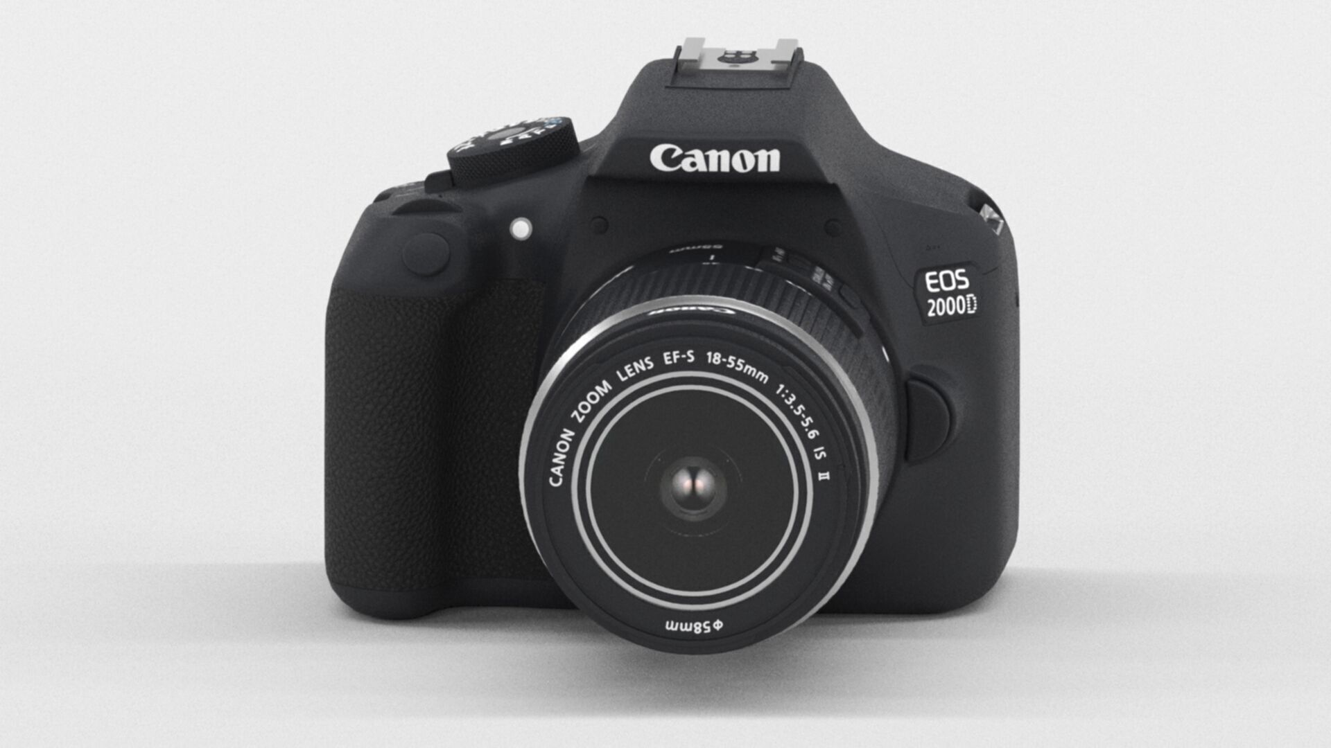 Canon EOS 2000D DSLR Camera and EF-S 18-55 mm Low-poly 3D model_7