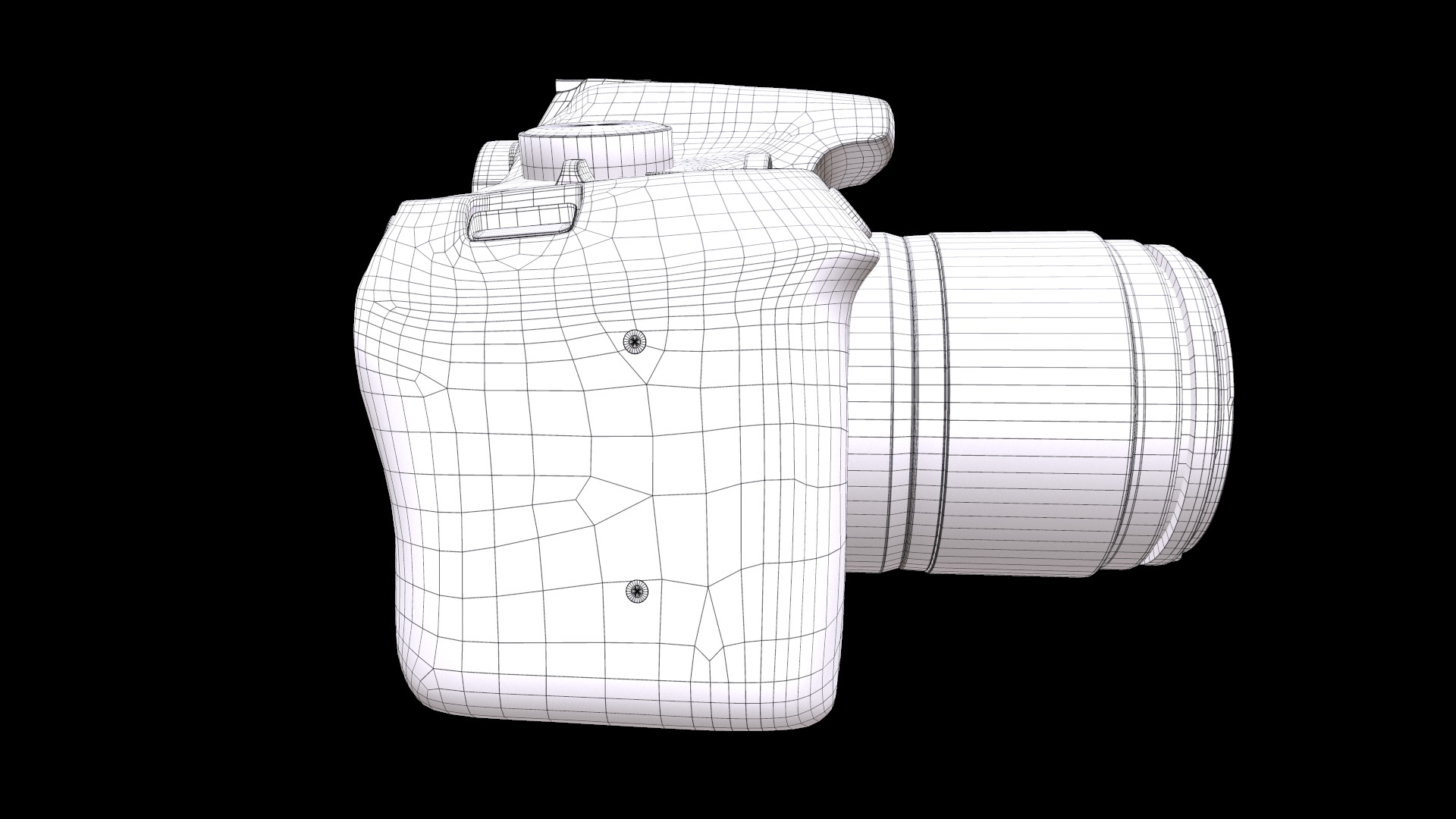 Canon EOS 2000D DSLR Camera and EF-S 18-55 mm Low-poly 3D model_9