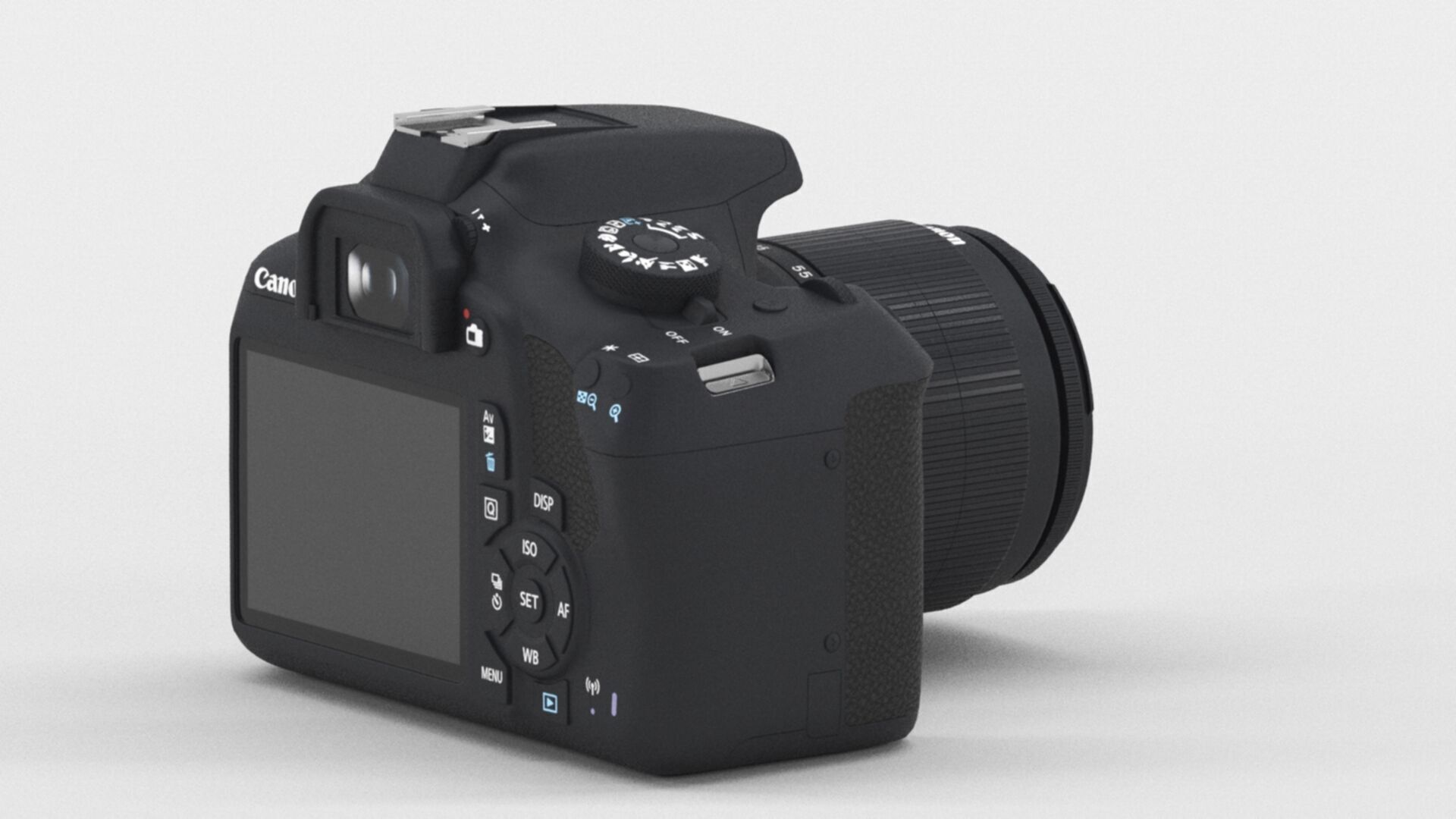 Canon EOS 2000D DSLR Camera and EF-S 18-55 mm Low-poly 3D model_3