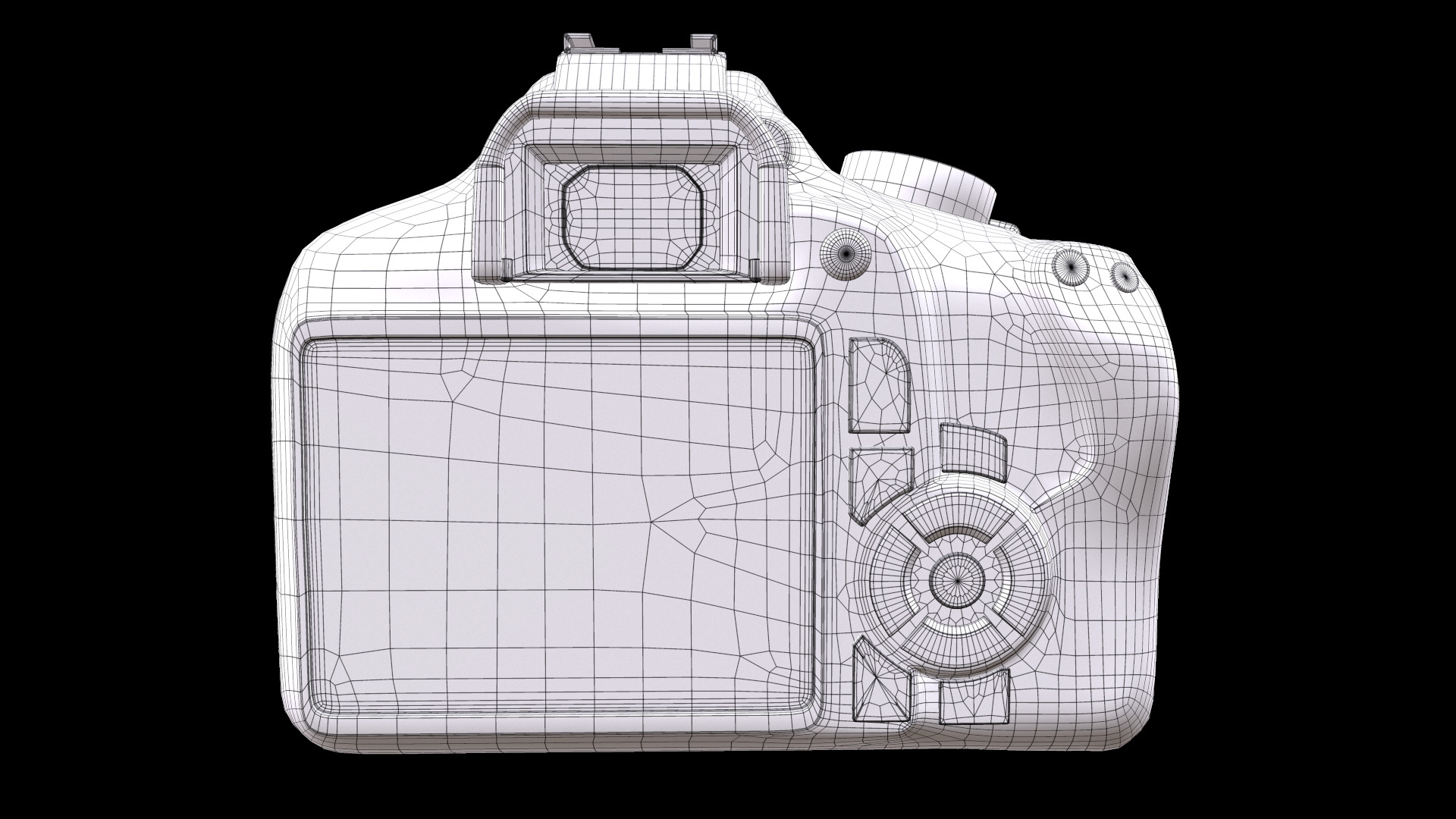 Canon EOS 2000D DSLR Camera and EF-S 18-55 mm Low-poly 3D model_10