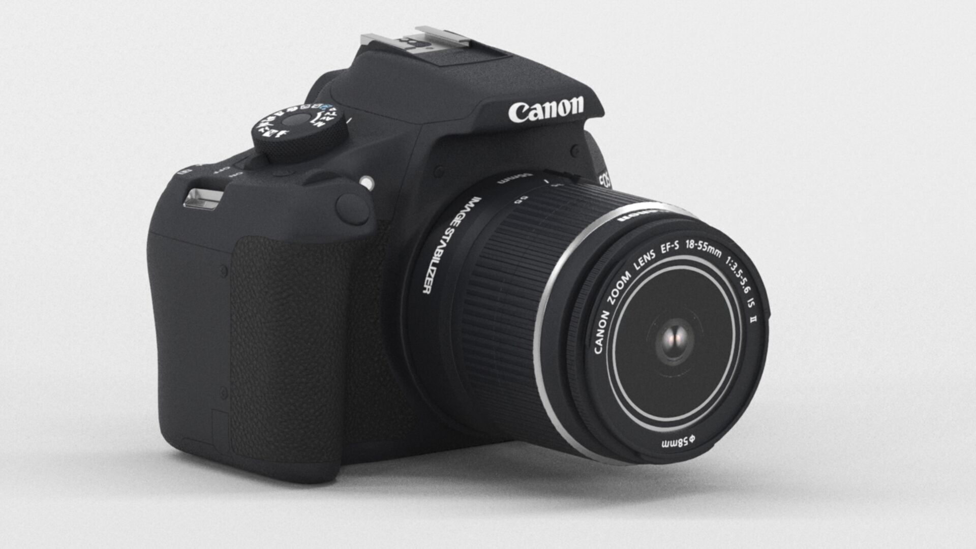 Canon EOS 2000D DSLR Camera and EF-S 18-55 mm Low-poly 3D model_2