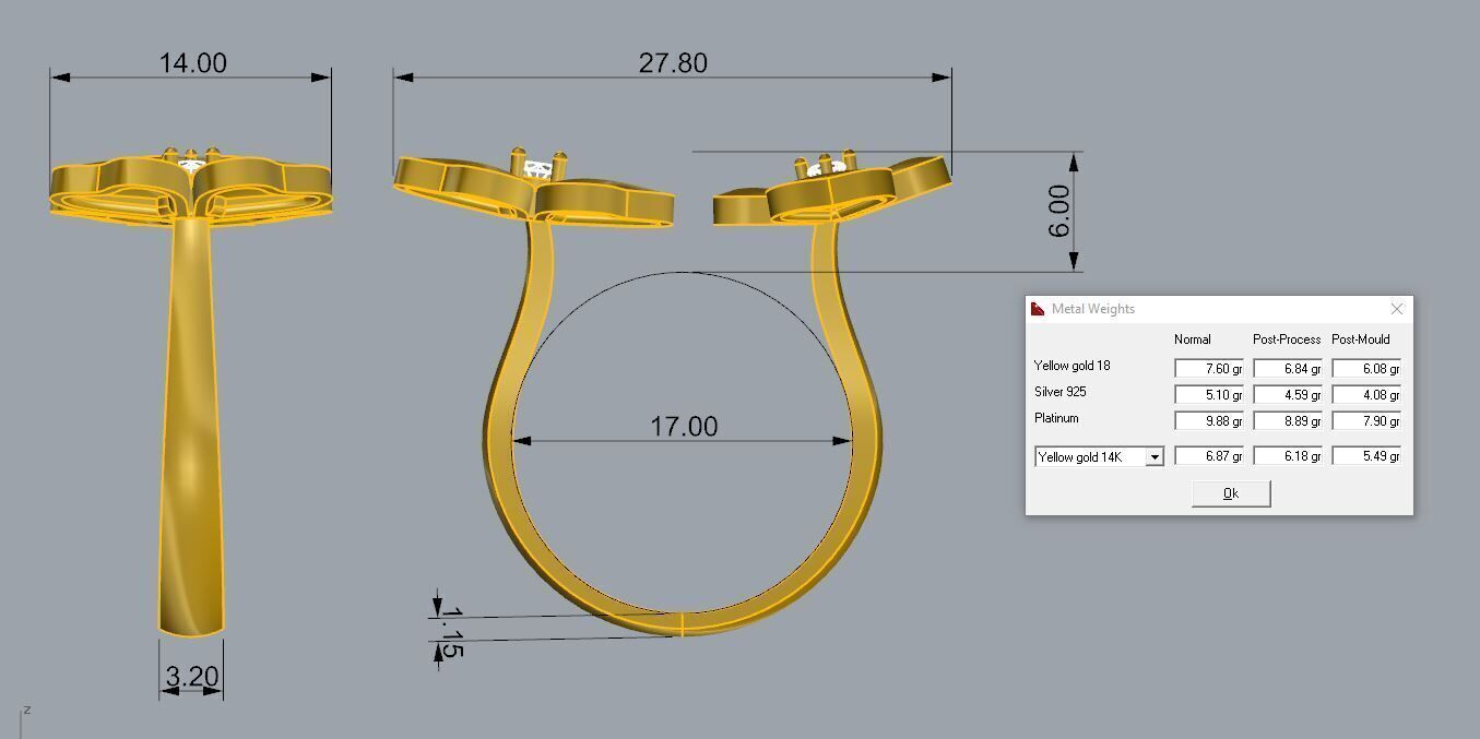 Clover Ring Van Cleef Flower  3D print model_2