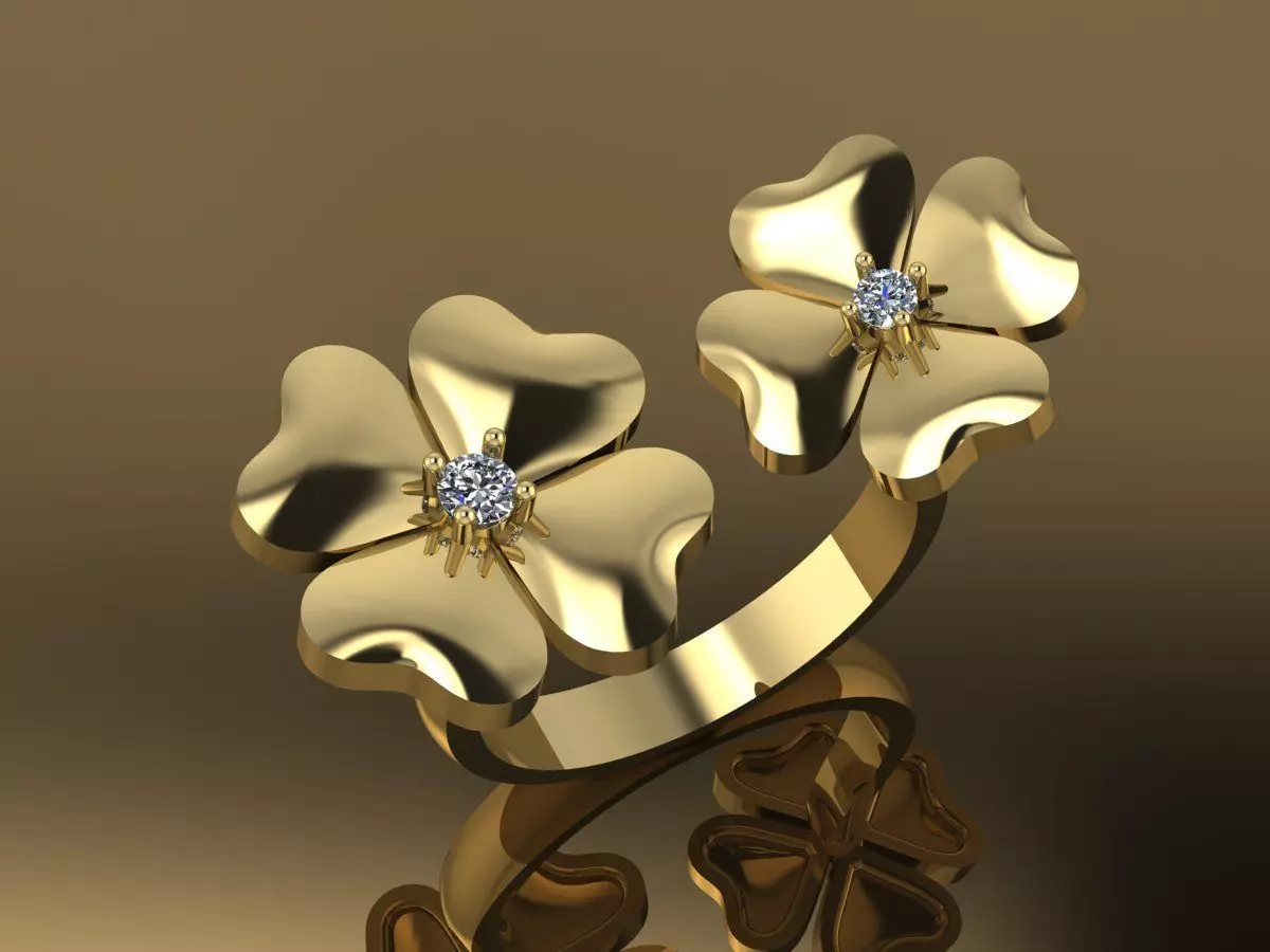 Clover Ring Van Cleef Flower  3D print model_0