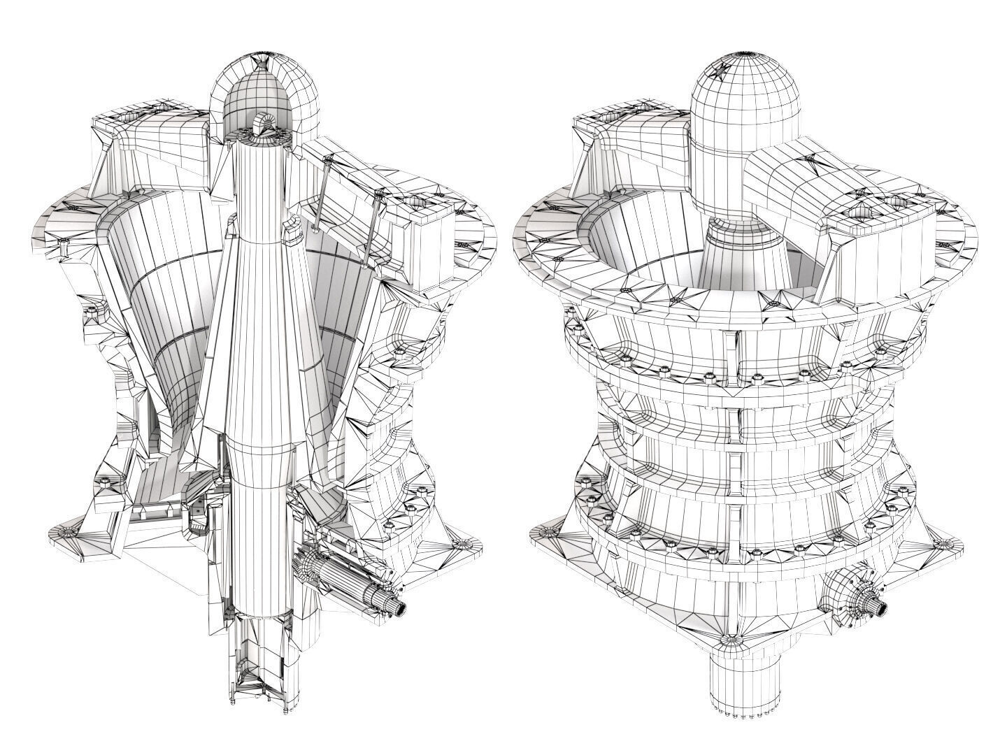 Gyratory Crusher Low-poly 3D model_3