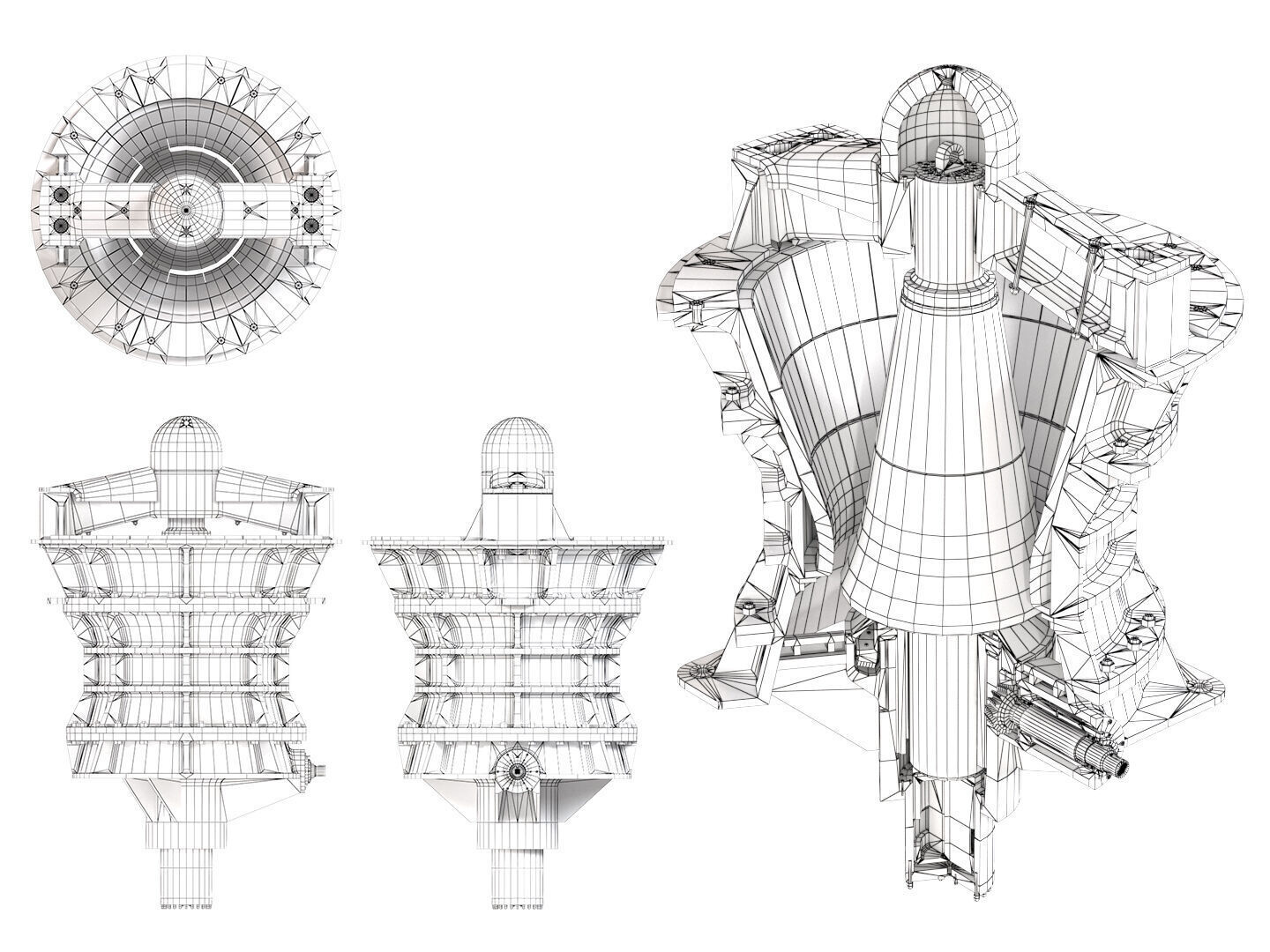 Gyratory Crusher Low-poly 3D model_12