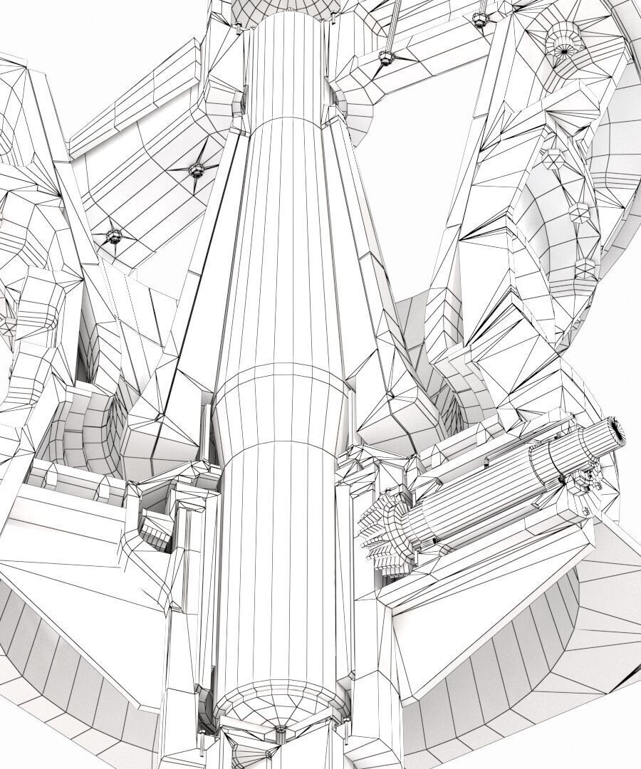 Gyratory Crusher Low-poly 3D model_10