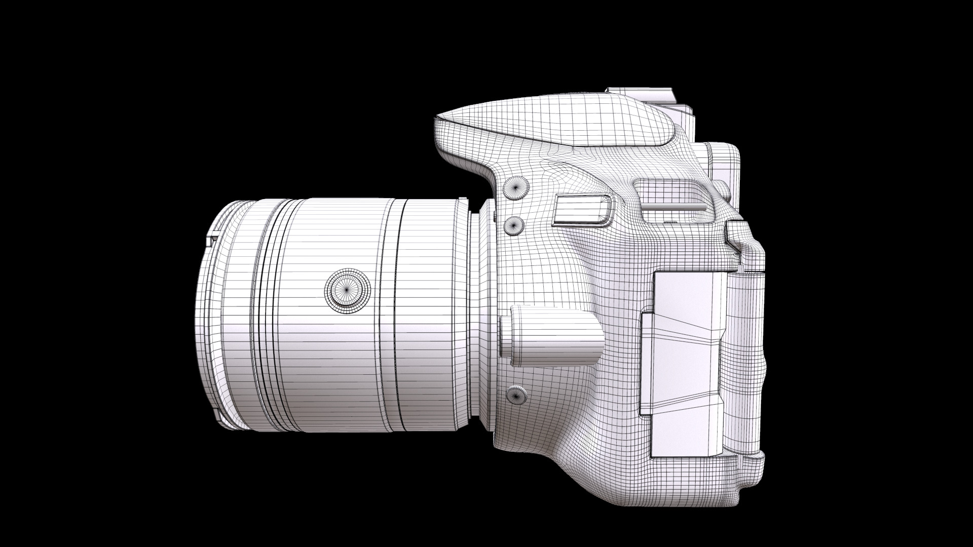 Nikon D5600  AF P 18 55 VR DSLR Camera  Black Low-poly 3D model_10