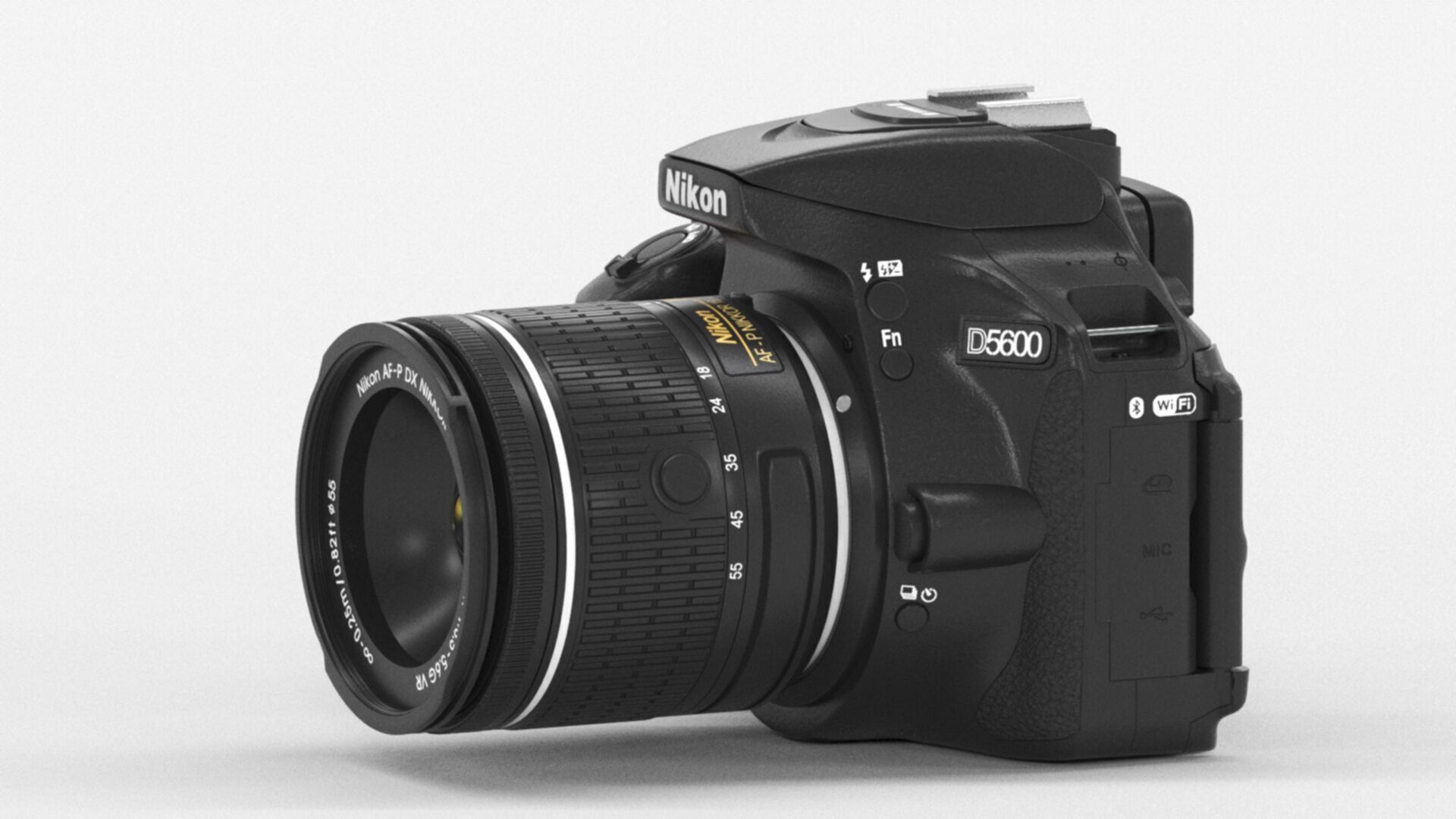 Nikon D5600  AF P 18 55 VR DSLR Camera  Black Low-poly 3D model_6