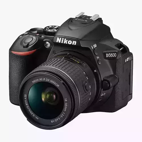 Nikon D5600  AF P 18 55 VR DSLR Camera  Black Low-poly 3D model