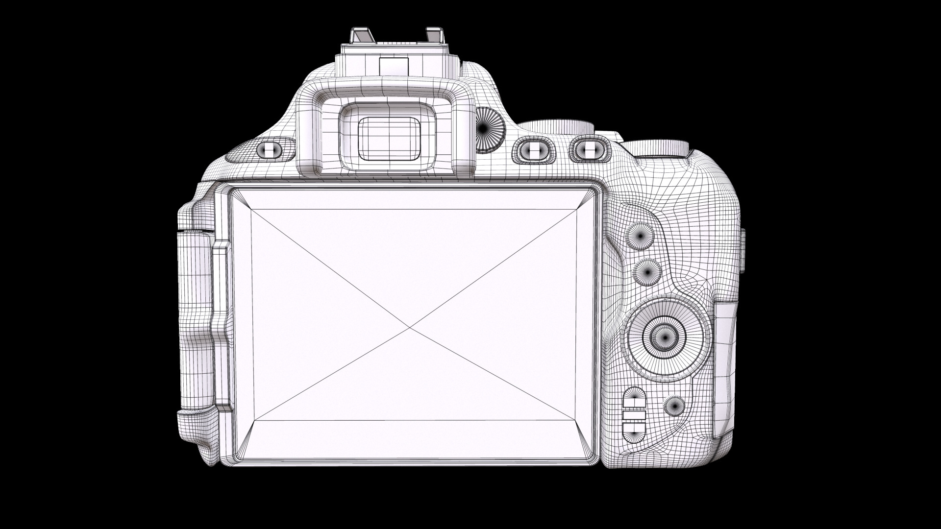 Nikon D5600  AF P 18 55 VR DSLR Camera  Black Low-poly 3D model_11