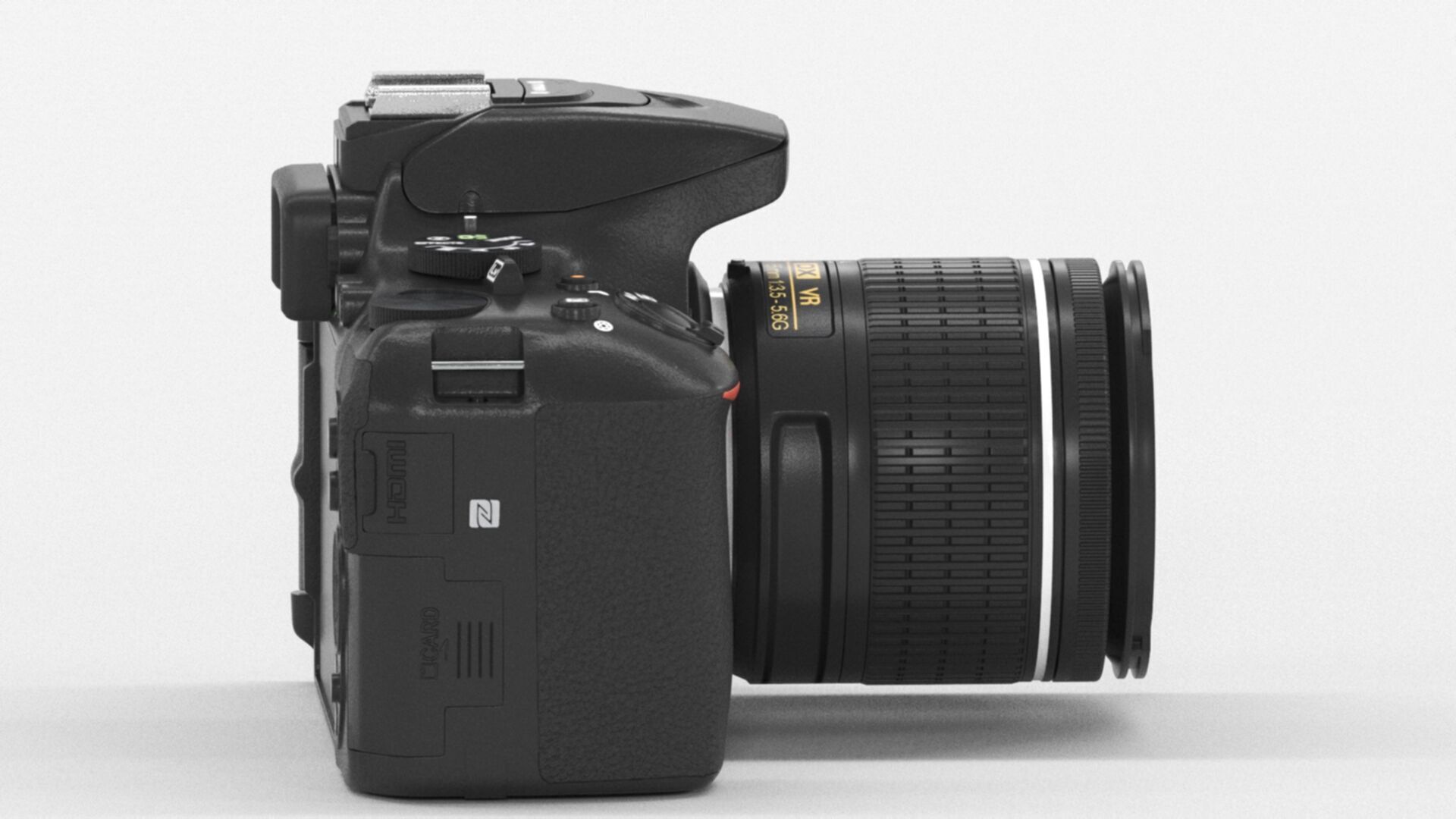 Nikon D5600  AF P 18 55 VR DSLR Camera  Black Low-poly 3D model_3