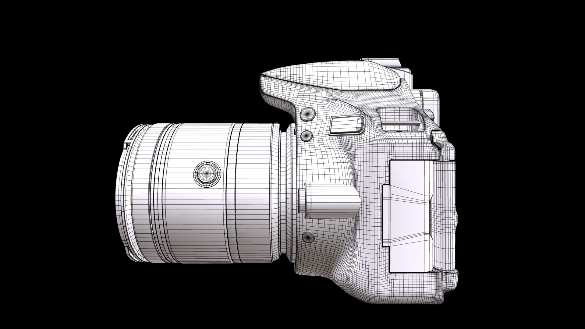 Nikon D5600  AF P 18 55 VR DSLR Camera  Black Low-poly 3D model_13