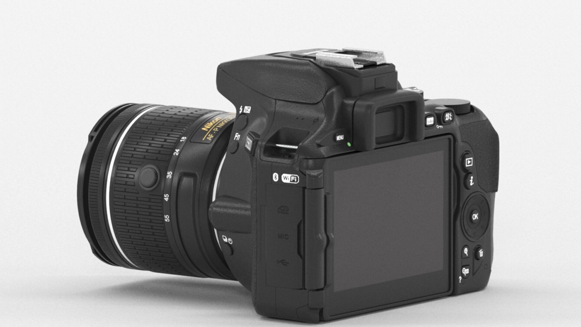 Nikon D5600  AF P 18 55 VR DSLR Camera  Black Low-poly 3D model_5