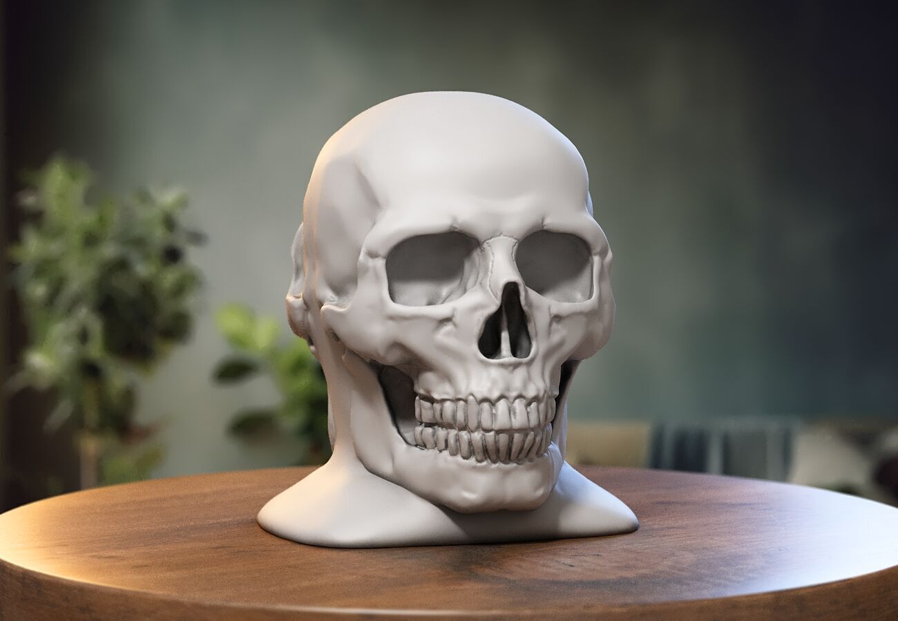 Robot Skull Headphone Stand Cyborg Headset Stand 3D print model_4