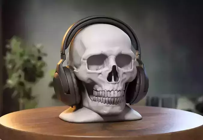 Robot Skull Headphone Stand Cyborg Headset Stand 3D print model