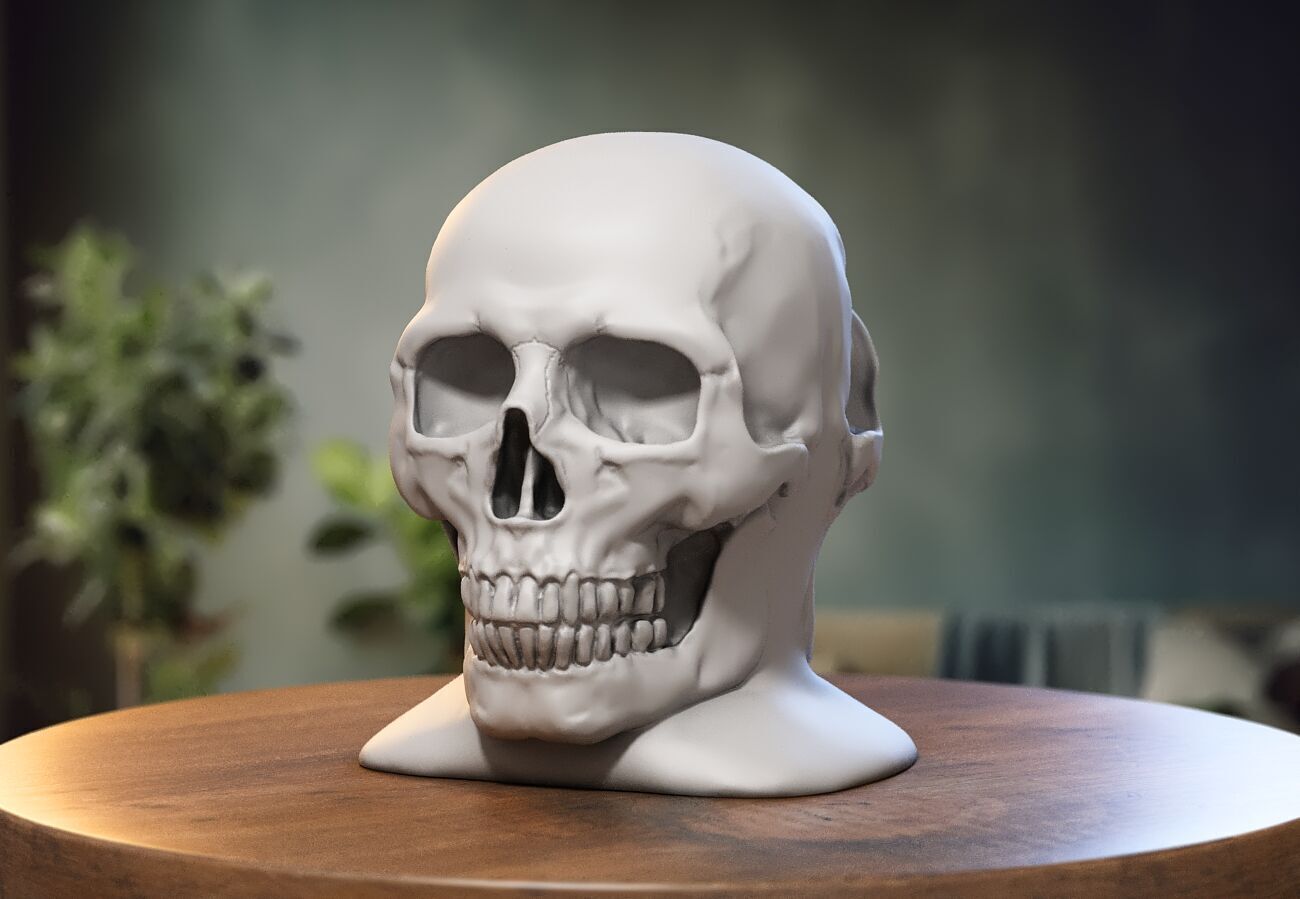 Robot Skull Headphone Stand Cyborg Headset Stand 3D print model_2