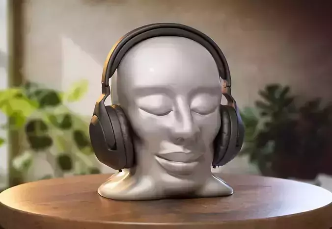 Modern human head Headphone Stand Cyborg Headset Stand 3D print model