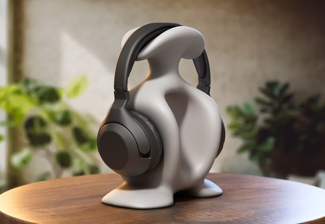 Modern Minimal Headphone Stand Headset Stand 3D print model_3