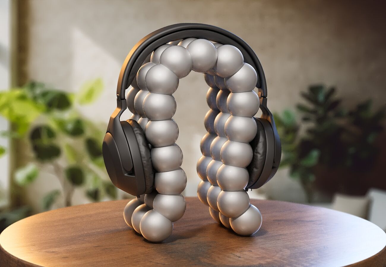 Modern Minimal Headphone Stand Headset Stand 3D print model_1