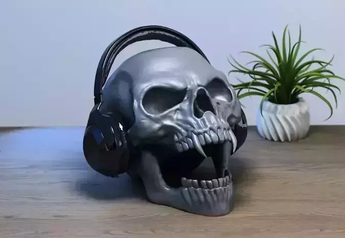 scream wild Skull Headphone Stand scream Skull Headset Stand  3D print model