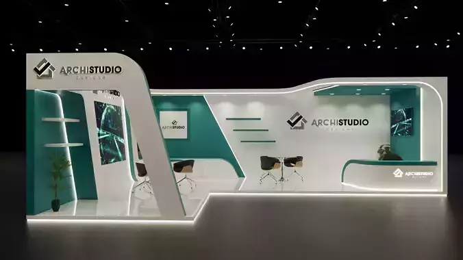 L shaped exhibition booth design  9m x 3m and 3m x 3m 3D model