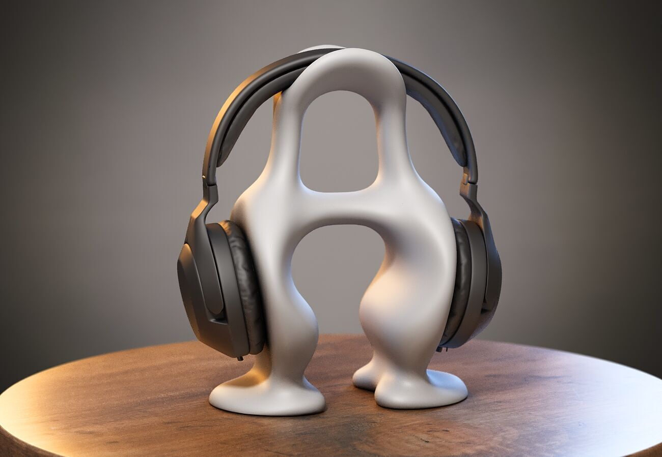 Modern Minimal Headphone Stand Headset Stand 3D print model_1
