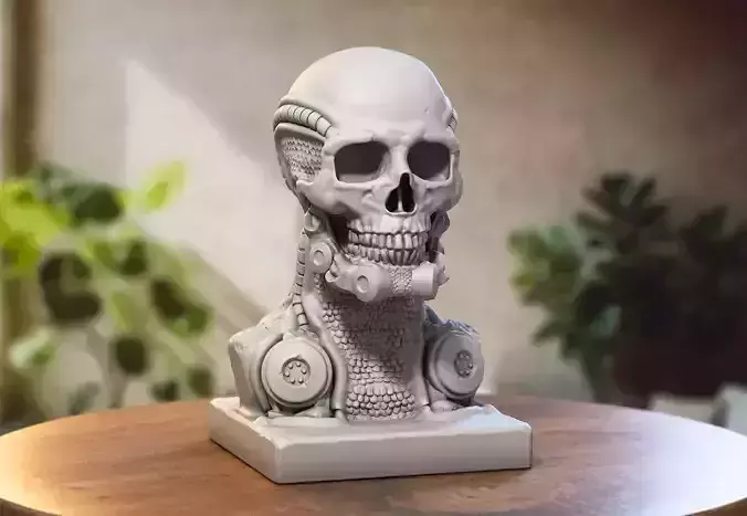 Robot Skull dragon bust Cyborg skull dragon 3D print model