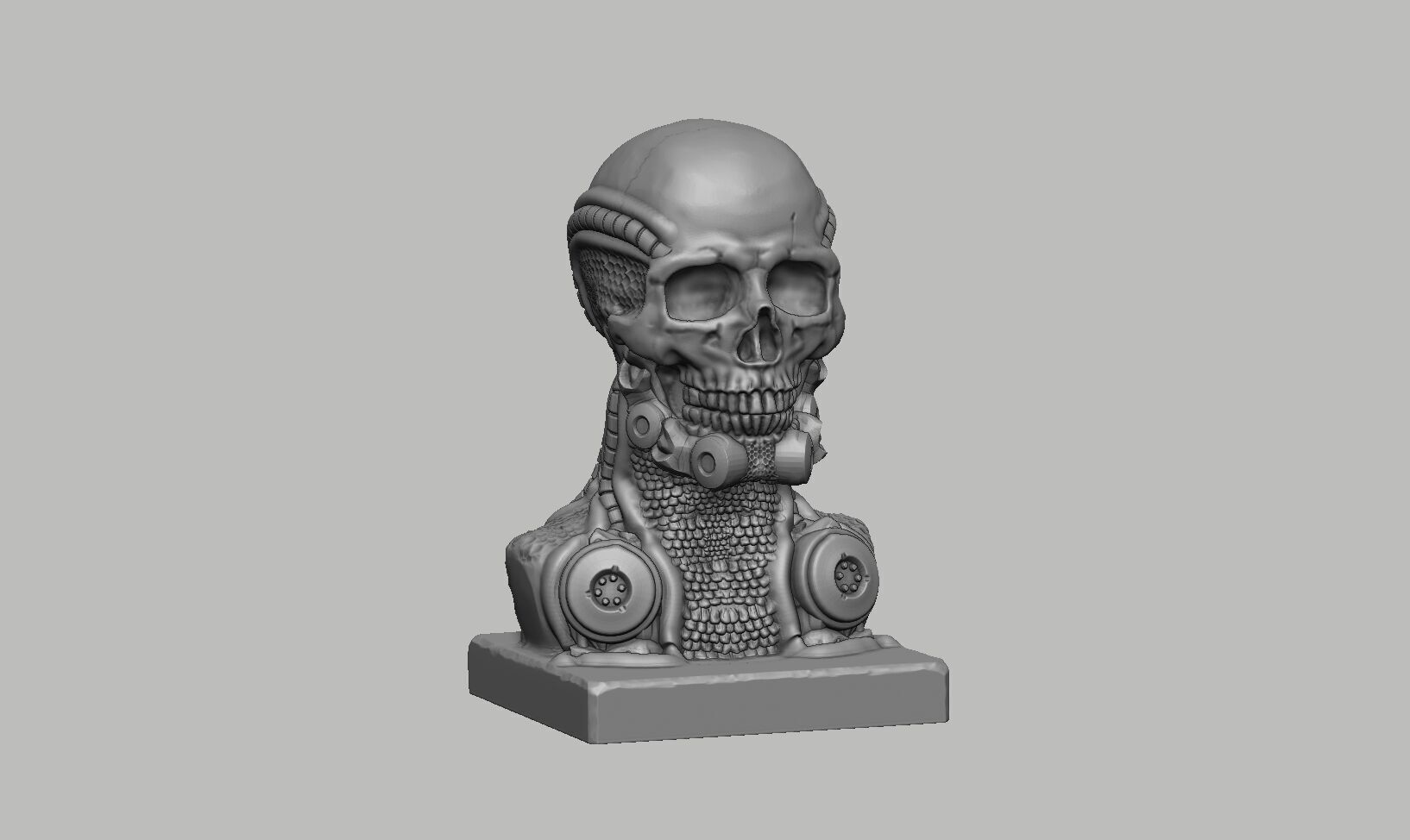 Robot Skull dragon bust Cyborg skull dragon 3D print model_6