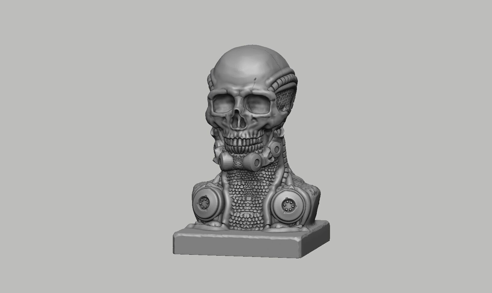 Robot Skull dragon bust Cyborg skull dragon 3D print model_11