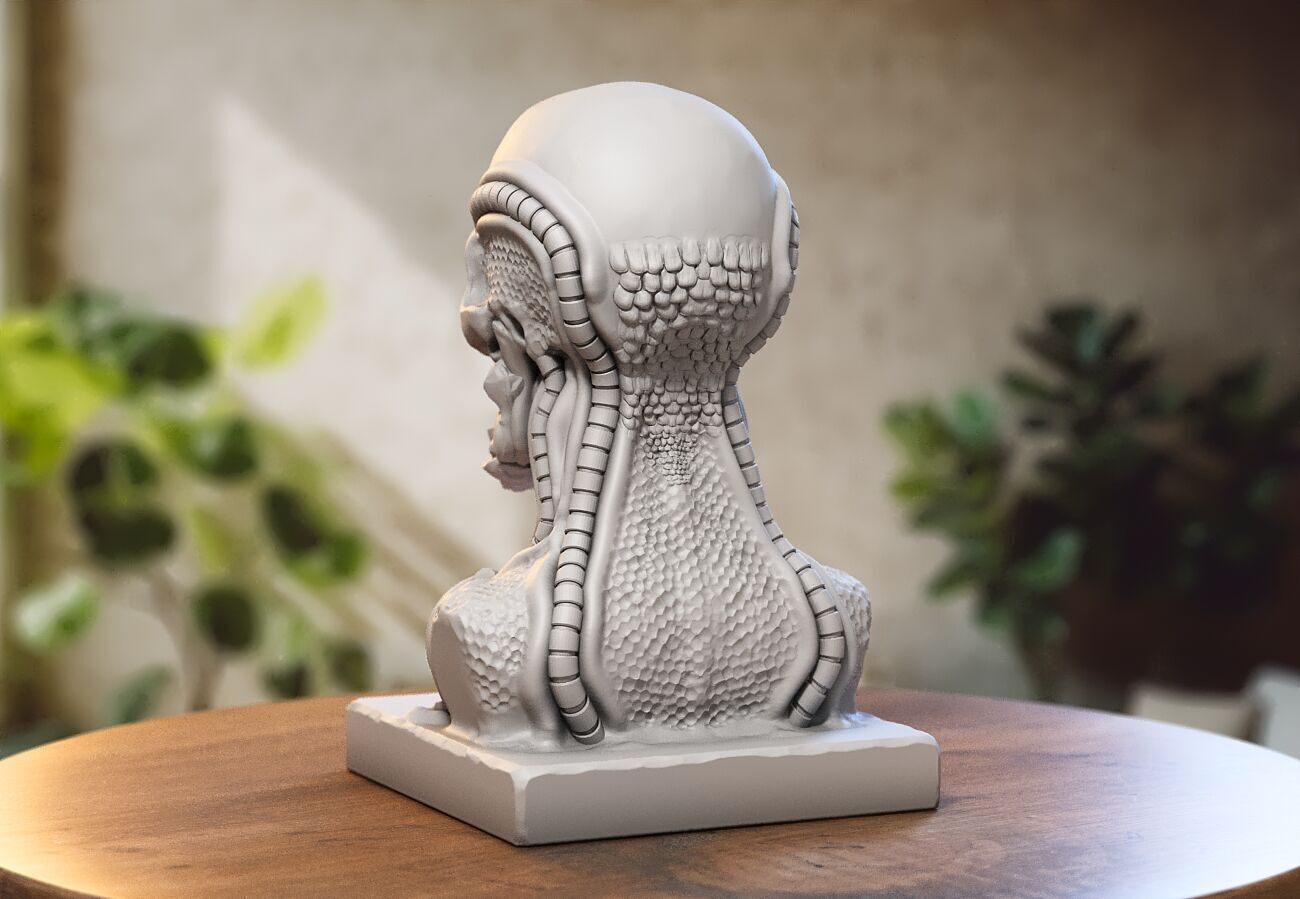 Robot Skull dragon bust Cyborg skull dragon 3D print model_3