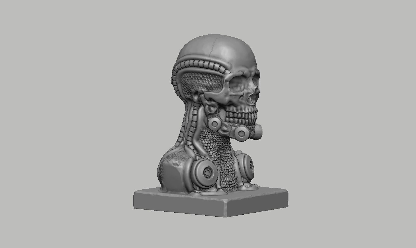 Robot Skull dragon bust Cyborg skull dragon 3D print model_7