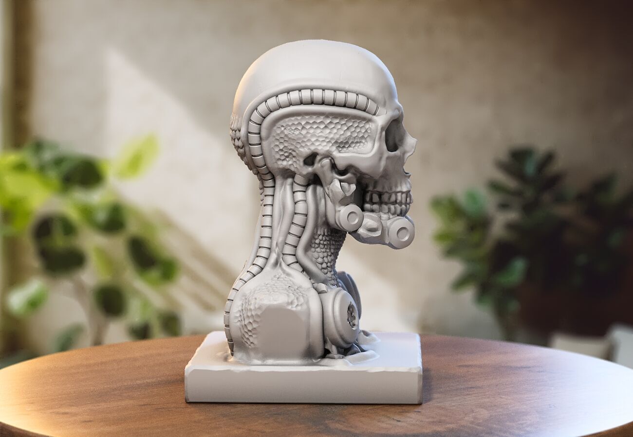 Robot Skull dragon bust Cyborg skull dragon 3D print model_2