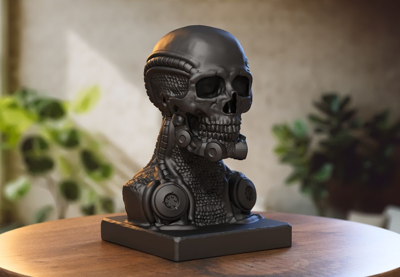 Robot Skull dragon bust Cyborg skull dragon 3D print model_4